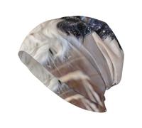 Gorro de Punto Unisex para Hombre y Mujer, diseño de Border Collie, Color Blanco Nieve y Negro, Ideal para Invierno.