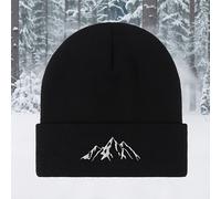 Gorro de punto unisex para otoño e invierno, gorra bordada con pico de montaña, gorro casual para exteriores sin visera, gorro de esquí versátil y moderno