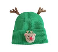 Gorro de punto versátil, elegante y cálido, para padres e hijos, cuernos de ciervo para actividades al aire libre en otoño e invierno, tejido para padres e hijos, verde, Talla única