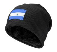Gorro De Punto Waffle Knit con Nicaragua Bandera Nacional Beanie Hombre Mujer con Forro Polar Caliente Gorro De Invierno