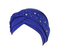 Gorro de quimioterapia para mujer, pañuelo para la pérdida de cabello, pañuelo pirata, turbante de verano, para mujer, gorro de algodón muy suave, turbante musulmán, gorro de los años 50, azul, Talla