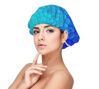 Gorro de satén reversible de doble capa para dormir, color azul océano, sirena, pez, para trenza, cabello rizado, gorro de satén, Negro -, talla única