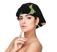 Gorro de satén reversible de doble capa para dormir, lindo perro salchicha, gorro para trenza, pelo rizado, gorro de satén, Negro, talla única