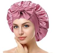 Gorro De Seda Ajustable, Gorro De Dormir EláStico Satén, Para Uso Nocturno Y Diario (Rosa)