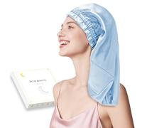 Gorro de seda para dormir, 100% seda de morera 22 mommes, para mujer, de lujo, transpirable, ajuste seguro durante la noche, ideal para cabello largo y rizado