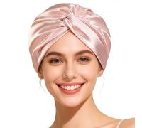 Gorro de Seda para Dormir,22momme gorro seda dormir,100% Seda Morera Para Dormirs, Suave y Cómodo, para Todo Tipo de Cabello,Doble Cara Se Puede Usar Suave y Cómodo, Mujeres y Chicas(Polvo)