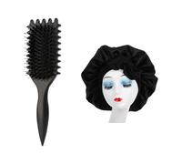 Gorro De Seda Para Dormir Con Peine Rizado, Curl Defining Brush, Gorro Saten Pelo Rizado Ajustable, Seda Pelo Dormir Adecuado, Cuidado Nocturno, Para Rizos Y Cabello Largo Para Mujeres Y NiñAs(Negro)