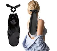 Gorro de Seda para Dormir para Mujer,2 en 1 Gorro de Seda para Dormir,Gorros Largo de Sedas para Dormirs,Gorros Nocturno de Satén con Banda Elástica y Scrunchie,para Cabello Largo, Rizado y Liso