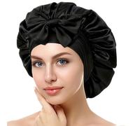 Gorro De Seda Para Dormir, Suave Y CóModo Gorro De Satén Para Dormir, Antideslizante Y Ultrasuave (Negro)