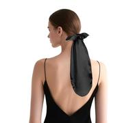 Gorro de seda para dormir y coleteros de seda, ajustable, gorro de seda para cabello largo, sin ramas liso (negro)
