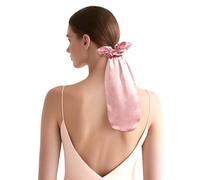 Gorro de seda para dormir y coleteros de seda, ajustable, gorro de seda para cabello largo, sin ramas liso (rosa)