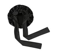 Gorro De Seda Para El Pelo Gorro de seda morera auténtica, gorro nocturna, redondo con lazo, for el cuidado del cabello for mujer, banda elástica Para Mujeres(Black)