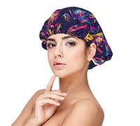 Gorro de seda satinada con estampado de pitbull neón para mujeres durmientes, gorro ajustable de doble capa de satén para cabello rizado