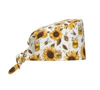Gorro De Trabajo Abejas Y Girasoles Al Estilo Garabato Cómodo Gorro De Cocina Unisex Turbante para Chef Hombre Cocina