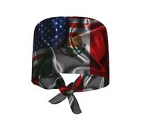 Gorro De Trabajo Bandera De México Y América Unisex Gorro De Cocina Reutilizable Gorros De Trabajo para Chef Peluquería Pelo Largo
