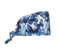 Gorro De Trabajo Estampado Abstracto De Mariposa Azul Gorro Quirúrgico Reutilizable Gorro Sanitarios Ajustable Gorros Enfermera para Chef Personal Médico Banda para El Sudor