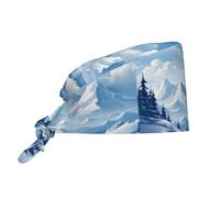 Gorro de trabajo transpirable, color blanco, nieve, montaña, nube, paisaje, enfermería, médico, cirujano, unisex, vendaje elástico
