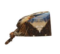 Gorro de trabajo transpirable de leopardo en busca de presas con banda para el sudor y lazo trasero ajustable, adecuado para hombres y mujeres