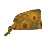 Gorro De Trabajo Unisex, Campo De Girasoles Al Atardecer Tapa Antipolvo con Banda, Transpirable Head Caps para Mujer Hombre