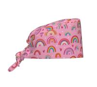 Gorro De Trabajo Unisex, Corazones Arcoíris Tapa Antipolvo con Banda, Ajustable Head Caps para Mujer Hombre