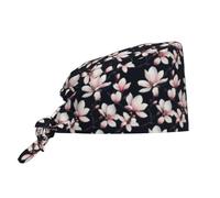 Gorro De Trabajo Unisex, Flores De Magnolia Rosa Estéticamente Tapa Antipolvo Cómodo, Ajustable Head Caps para Chef Hombre