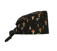Gorro De Trabajo Unisex, Hojas De Champiñones Retro Gorrso Cocina Ajustable, Reutilizable Head Caps para Trabajador Adulto