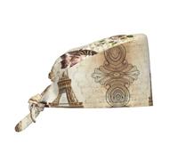 Gorro De Trabajo Unisex, París Antiguo Torre Eiffel Butterfly Tapa Antipolvo Cómodo, con Banda Head Caps para Trabajador Mujer