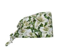 Gorro De Turbante Unisex, Linda Flores De Lirio Blanco Tapa Antipolvo Cómodo, Ajustable Head Caps para Mujer Hombre