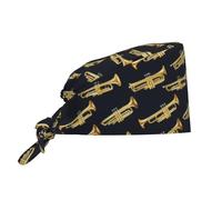 Gorro De Turbante Unisex, Linda Trompeta Negra Gorrso Cocina Suave, Transpirable Head Caps para Trabajador Café