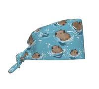 Gorro De Turbante Unisex, Lindo Capibara Azul Tapa Antipolvo Ajustable, Transpirable Head Caps para Mujer Hombre