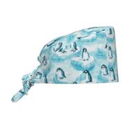 Gorro De Turbante Unisex, Pingüinos Juguetones sobre Hielo Flotante Gorros De Chef Suave, Reutilizable Head Caps para Trabajador Café