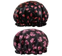 Gorro Ducha Mujer, 2pcs Shower Cap Reutilizables, Gorro Pelo Impermeable, Gorro de Baño Elástico Resistente al Moho