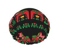 Gorro Ducha Mujer Arte popular del caballo Dala rojo sueco Gorro de Ducha