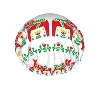 Gorro Ducha Mujer Arte popular del caballo Dala rojo sueco Gorro de Pelo