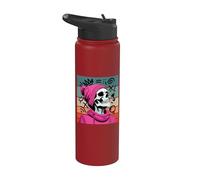 Gorro esqueleto rosa estilo comic street style creatividad Stainless Steel Insulated Water Bottle