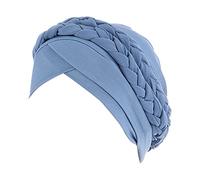 Gorro étnico cruzado para la cabeza, turbante, gorro preatado, gorro de punta, azul, Talla única