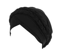 Gorro étnico cruzado para la cabeza, turbante, gorro preatado, gorro de punta, Negro, Talla única