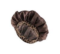 Gorro for dormir de satén, gorro for dormir nocturno, gorro for el cuidado del cabello, gorro de ducha de ala ancha de seda de leopardo Popular(Brown)