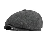 Gorro gavroche Boina de Hombre, Gorro otoño e Invierno, Grueso y cálido, Boina Vintage Lana para Uso Diario(Dark Grey,XL 59-60CM)