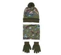 Gorro, Guantes y Braga de Cuello Jurassic Park 3 Piezas Verde Oscuro