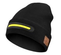 Gorro inalámbrico - Gorro de 9,84 pulgadas, gorro de acrílico, gorro de punto inteligente con auriculares inalámbricos recargables y luz LED de triple modo mejora la seguridad nocturna, Negro , 3XS