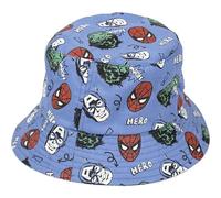 Gorro Infantil de Pescador de Marvel - Color Azul - Medida de 52 cm - Gorro para Niño - Elaborado con 100% Algodón - Estampado de Personajes Marvel - Producto Original Diseñado en España