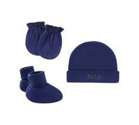 Gorro Invierno Bebe Niño - Gorro Suave para Bebé con Manoplas Y Botitas para Piel Delicada De Recién Nacidos Ajuste Elástico Y Suave (Navy 0-5 Months)