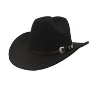 Gorro Invierno Hombre Visera Nuevo Sombrero de Vaquero Recto Estilo británico Fedora Tapa Plana Sombrero de Copa Negro Sombrero de Estilo Europeo y Americano Pistoleros (Black, M)