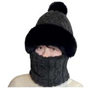 Gorro Invierno Mujer Gorro Mujer Invierno Sombrero Gorro de Invierno Integrado De Invierno , Color Sólido, Con Bufanda De Punto Y Protector Incorporado, Conjunto 2 En 1 Ultra Cálido Para Exterior.