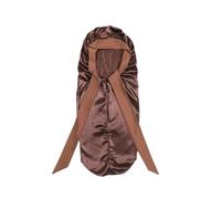 Gorro largo de satén suave y sedoso for cabello Natural rizado, gorro pelo tamaño Extra grande con lazo for un sueño nocturno cómodo Para Dormir(Coffee)