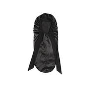 Gorro largo de satén suave y sedoso for cabello Natural y rizado, gorro de pelo de tamaño Extra grande con lazo for un sueño nocturno cómodo(Black)