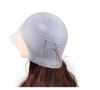 Gorro Mechas Silicone Hair Coloring Cap Hook Needle Color Dye Highlighting Reusable Sets Frosting Dyeing Hats Barber Hair Salon.(WHITE)