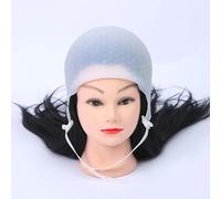 Gorro Mechas Silicone Hair Coloring Cap Hook Needle Professional Color Dye Highlighting Reusable Sets Frosting Dyeing Hats Barber Hair Salon.(WHITE)