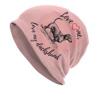 Gorro Mezclada Cálido Invierno、Pink Love Me Love My Dachshund Gorros Sombrero Moda Gorros Gorro Hombres Mujeres Propietarios Mascotas